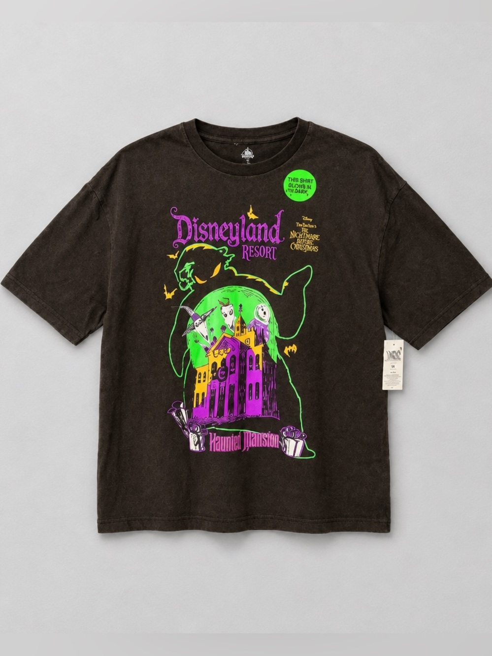 Disney Parks ~ Haunted Mansion Glow-In-The-Dark Tee - Black/Neon XS